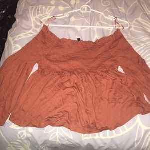 Orange off the shoulder blouse